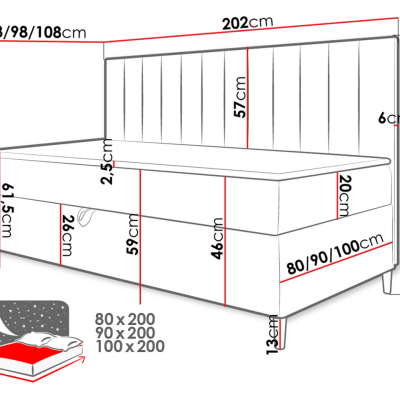 ROCIO 2 kontinentális egyszemélyes ágy 80x200 - fehér ökobőr / barna 1 + INGYENES topper