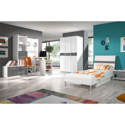 Gyerekágy RENI 1 - 90x200, fehér / szürke