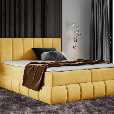 VENY divatos kárpitozott ágy 160x200 - sárga + INGYENES topper