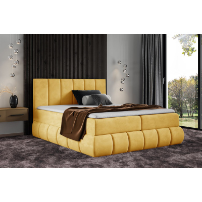 VENY divatos kárpitozott ágy 160x200 - sárga + INGYENES topper