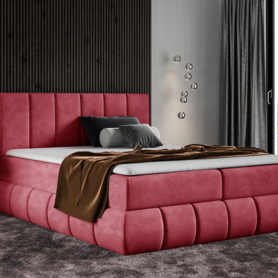 VENY divatos kárpitozott ágy 180x200 - piros + INGYENES topper