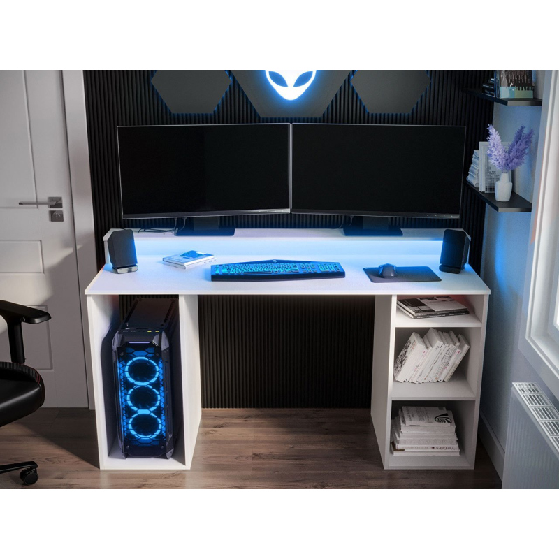PC asztal LED világítással PACHO 1 - fehér