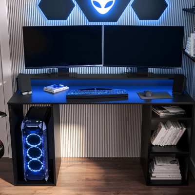 PC asztal LED világítással PACHO 1 - fekete