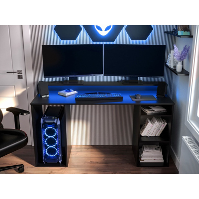 PC asztal LED világítással PACHO 1 - fekete