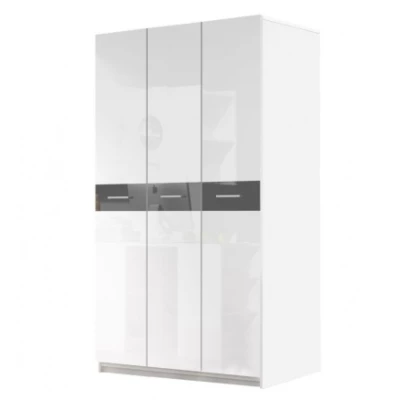 RENI gyerekszobai ruhásszekrény - szélesség 120 cm, fehér / szürke