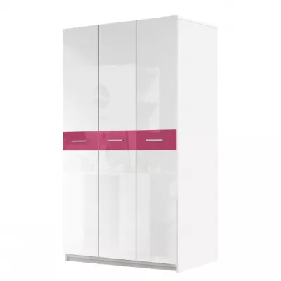 RENI gyerekszobai ruhásszekrény - szélesség 120 cm, fehér / rózsaszín