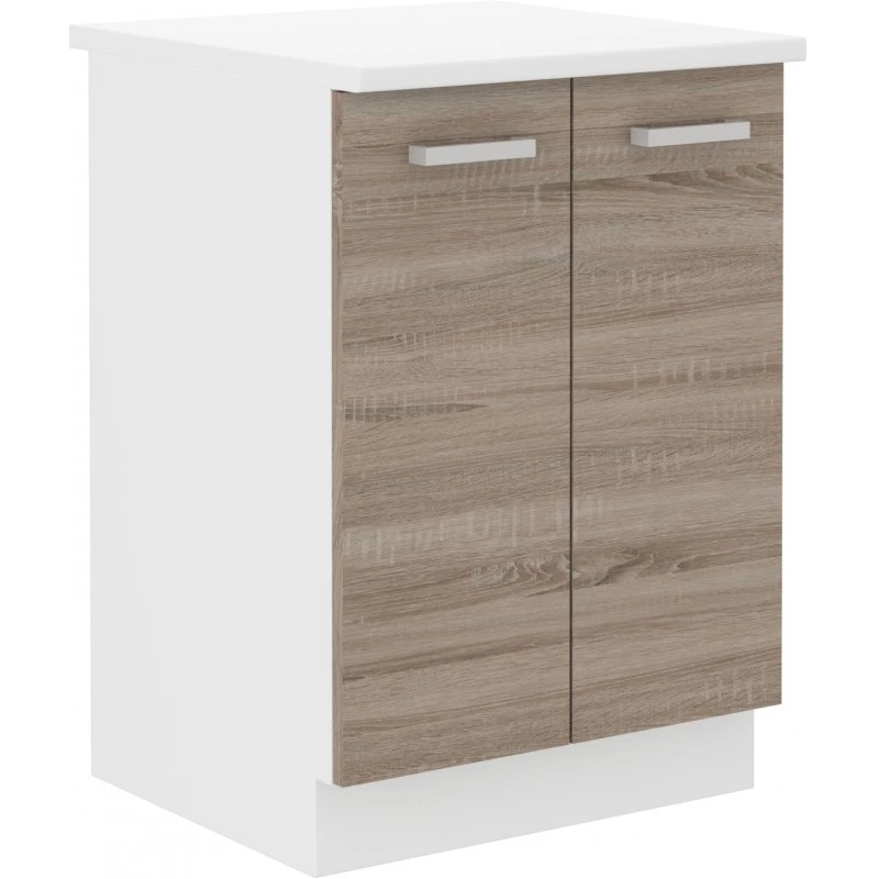 Alsó kétajtós szekrény DAGA - szélesség 60 cm, szarvasgomba tölgy / fehér