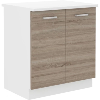 DAGA mosdószekrény - szélesség 80 cm, szarvasgomba tölgy / fehér