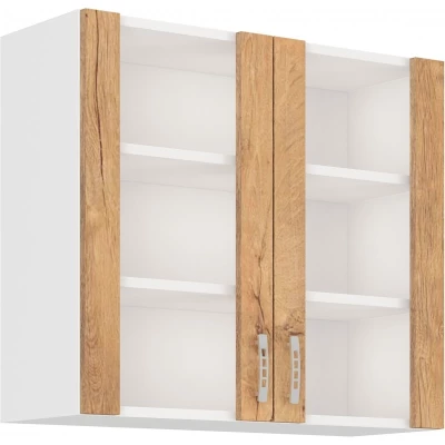 Felső vitrines szekrény SABRYA - szélesség 80 cm, Lefkas tölgy / fehér