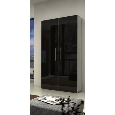 BILAN kétajtós szekrény - szélesség 80 cm, fehér / fekete fényes