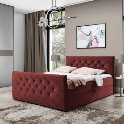 LENKA boxspring ágy - 160x200, bordó + INGYENES topper