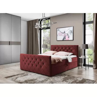 LENKA boxspring ágy - 160x200, bordó + INGYENES topper