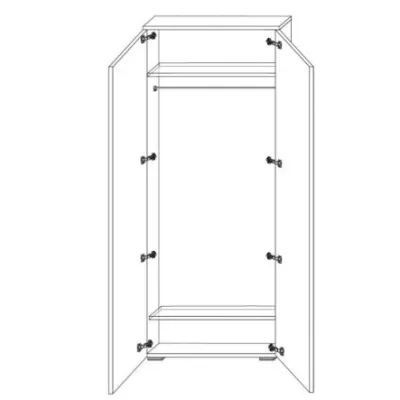 BILAN kétajtós szekrény - szélesség 80 cm, fehér / fényes fehér