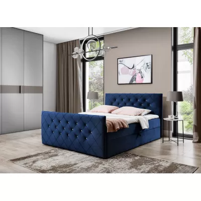 LENKA boxspring ágy - 180x200, kék + INGYENES topper