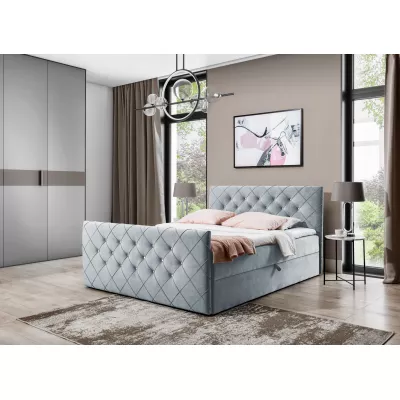 LENKA boxspring ágy - 180x200, világosszürke + INGYENES topper