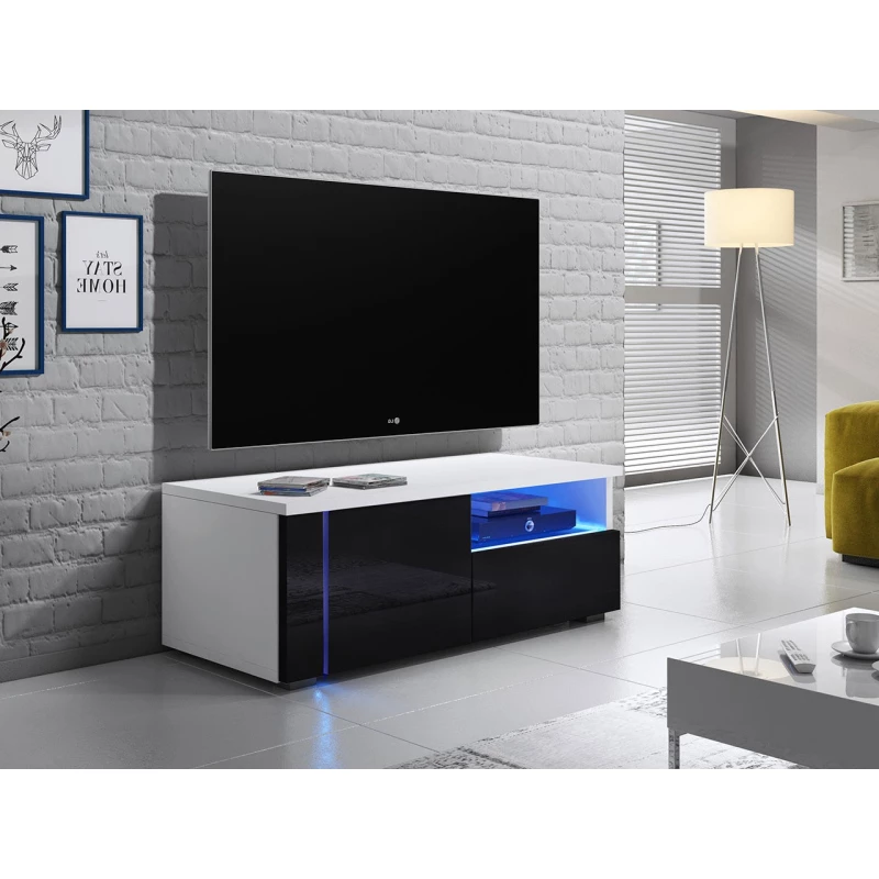 TV-állvány KIERA 1L - szélesség 100 cm, fehér / fekete
