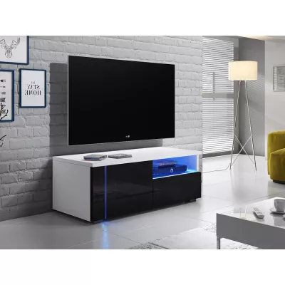 TV-állvány KIERA 1L - szélesség 100 cm, fehér / fekete