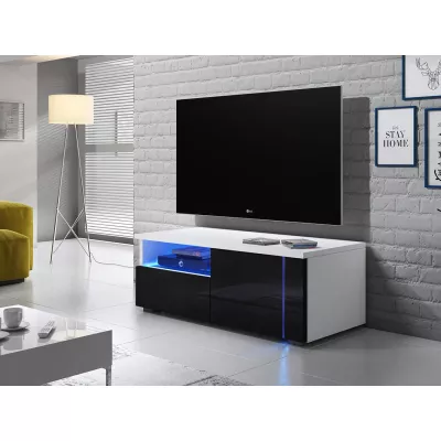TV-állvány KIERA 1P - szélesség 100 cm, fehér / fekete