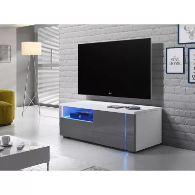 TV-állvány KIERA 1P - szélesség 100 cm, fehér / szürke