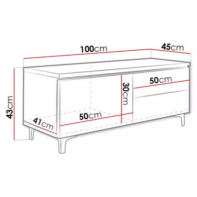 DESANA 2P TV-állvány - szélesség 100 cm, fehér / szürke