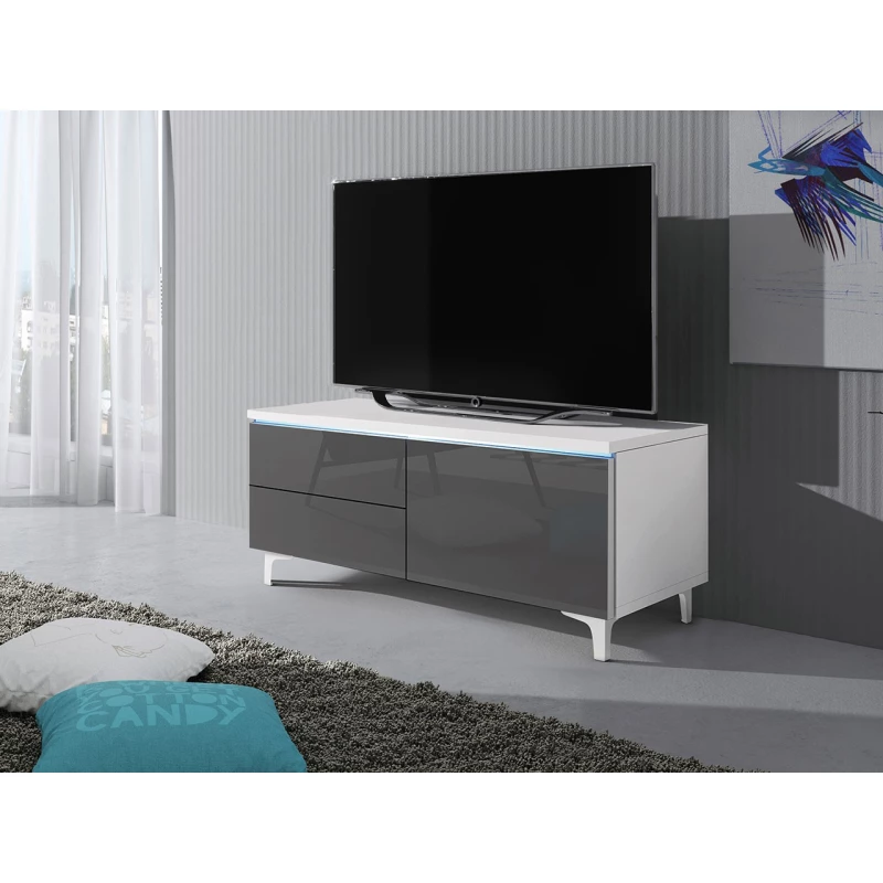 DESANA 2P TV-állvány - szélesség 100 cm, fehér / szürke