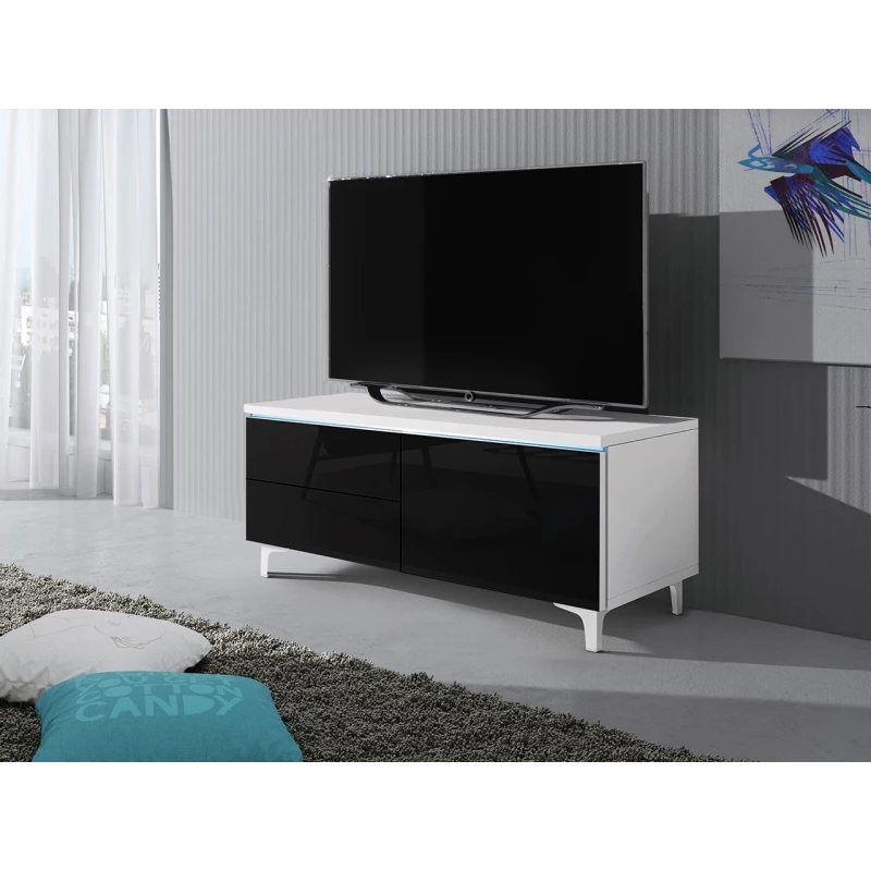 DESANA 2P TV-állvány - szélesség 100 cm, fehér / fekete