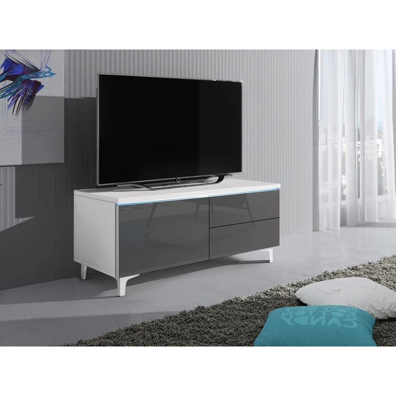 DESANA 2L TV-állvány - szélesség 100 cm, fehér / szürke
