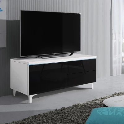 DESANA 2L TV-állvány - szélesség 100 cm, fehér / fekete