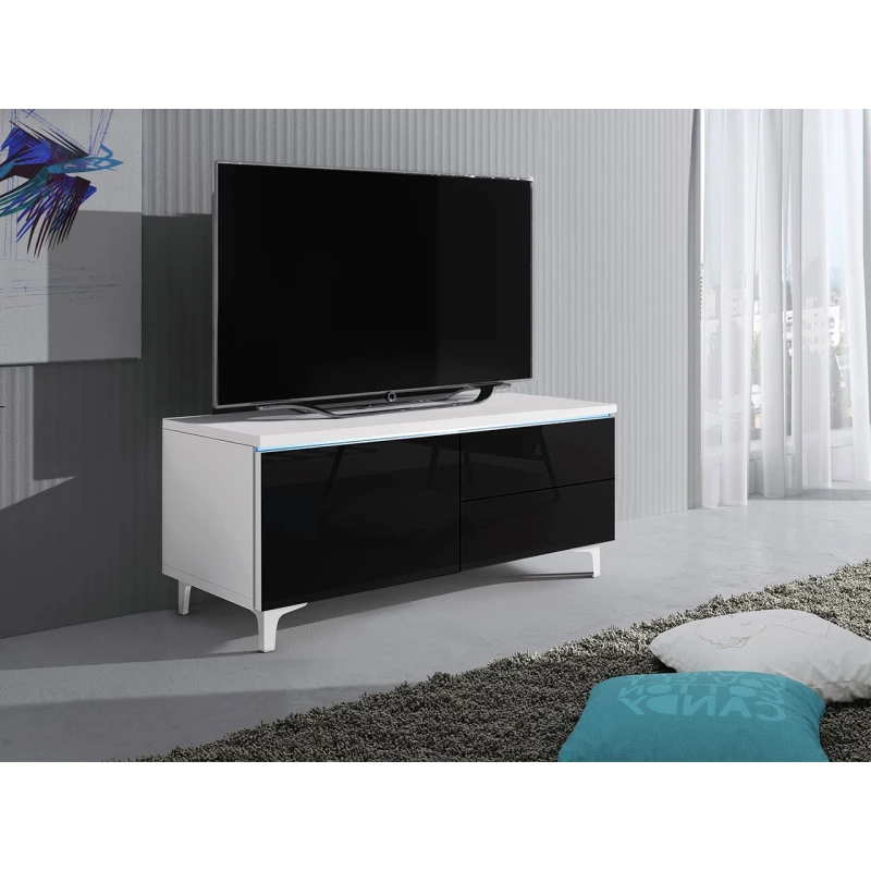 DESANA 2L TV-állvány - szélesség 100 cm, fehér / fekete