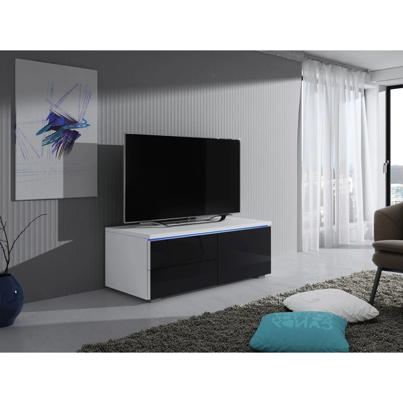 DESANA 1P TV-állvány - szélesség 100 cm, fehér / fekete