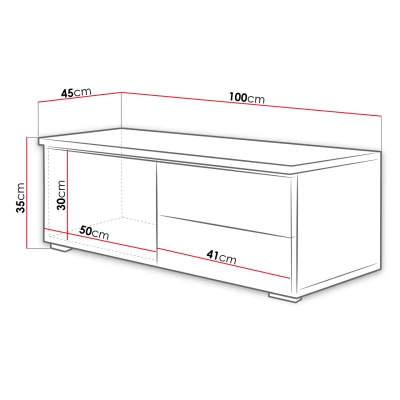 DESANA 1P TV-állvány - szélesség 100 cm, fehér / fekete