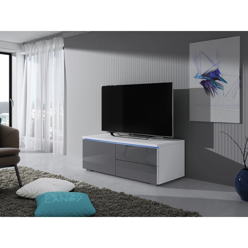 DESANA 1L TV-állvány - szélesség 100 cm, fehér / szürke