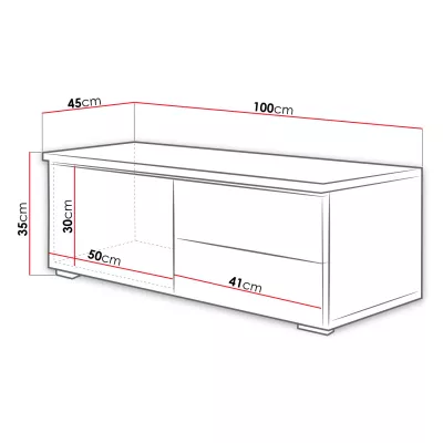 DESANA 1L TV-állvány - szélesség 100 cm, fehér / szürke