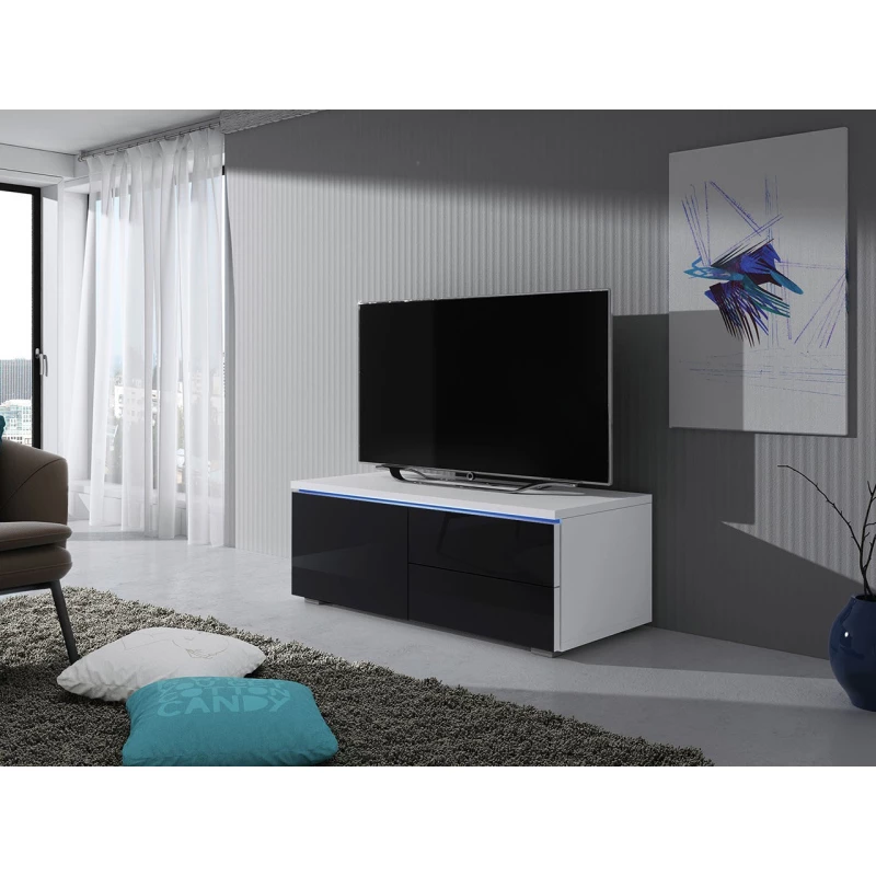 DESANA 1L TV-állvány - szélesség 100 cm, fehér / fekete