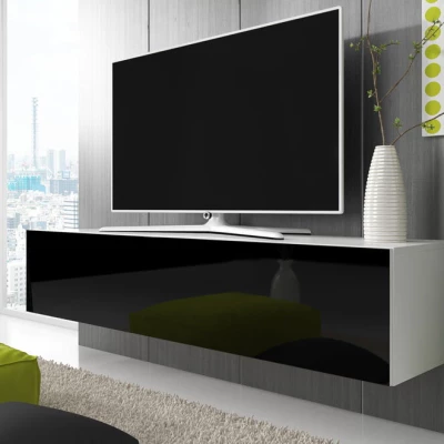 LODI TV-állvány - szélesség 160 cm, fehér / fekete
