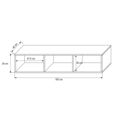 LODI asztal TV alá - 160 cm széles, fehér