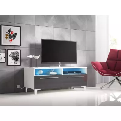 TV állvány lábakon LANDA - fehér / szürke