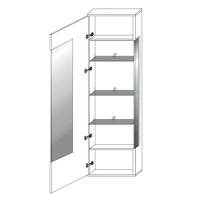 Vitrin LED világítással 190 cm RYBAR - fehér / fekete fényes