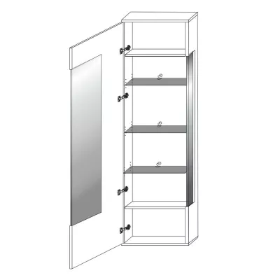 Vitrin LED világítással 190 cm RYBAR - fehér / fekete fényes