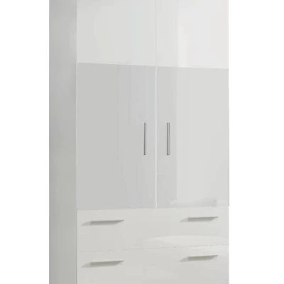 Kétajtós, fiókos RYBAR szekrény - szélesség 80 cm, fehér / fényes fehér