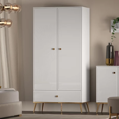 Kétajtós AIKE szekrény - szélesség 92 cm, fehér