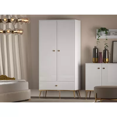 Kétajtós AIKE szekrény - szélesség 92 cm, fehér
