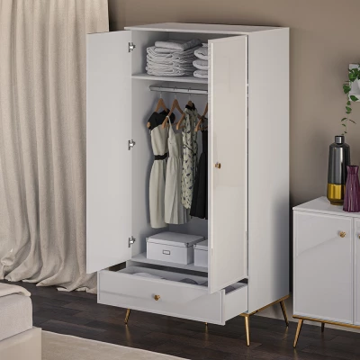 Kétajtós AIKE szekrény - szélesség 92 cm, fehér