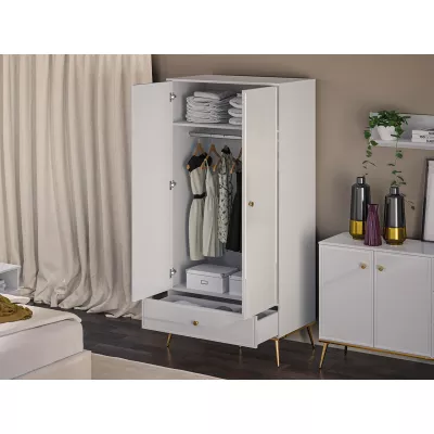 Kétajtós AIKE szekrény - szélesség 92 cm, fehér