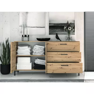 BEDA fiókos komód ajtókkal és fiókokkal - artisan tölgy