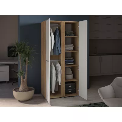 Kétajtós szekrény ALIZA - szélesség 92 cm, castello tölgy / fehér