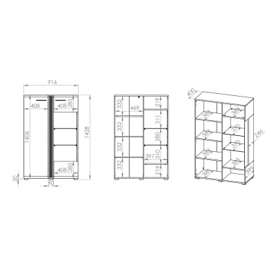 ALIZA kétajtós vitrinek - jobbos, castello tölgy / fehér