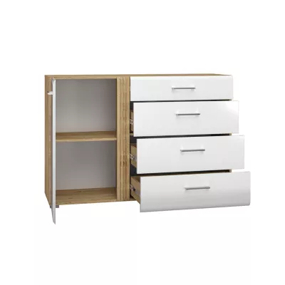 ALIZA kombinált fiókos komód - szélesség 134 cm, castello tölgy / fehér