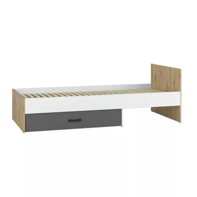 KARIS egyszemélyes ágy 90x200 - fehér / antracit / artisan tölgy