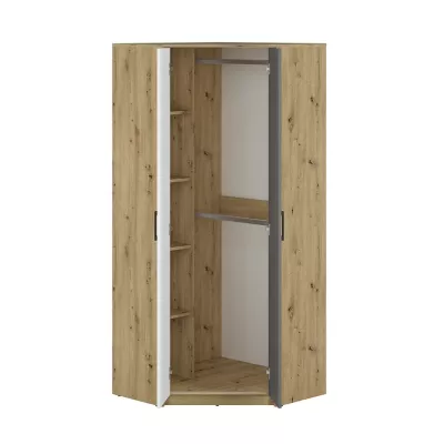 KARIS sarokszekrény - szélesség 82 cm, fehér / antracit / artisan tölgy